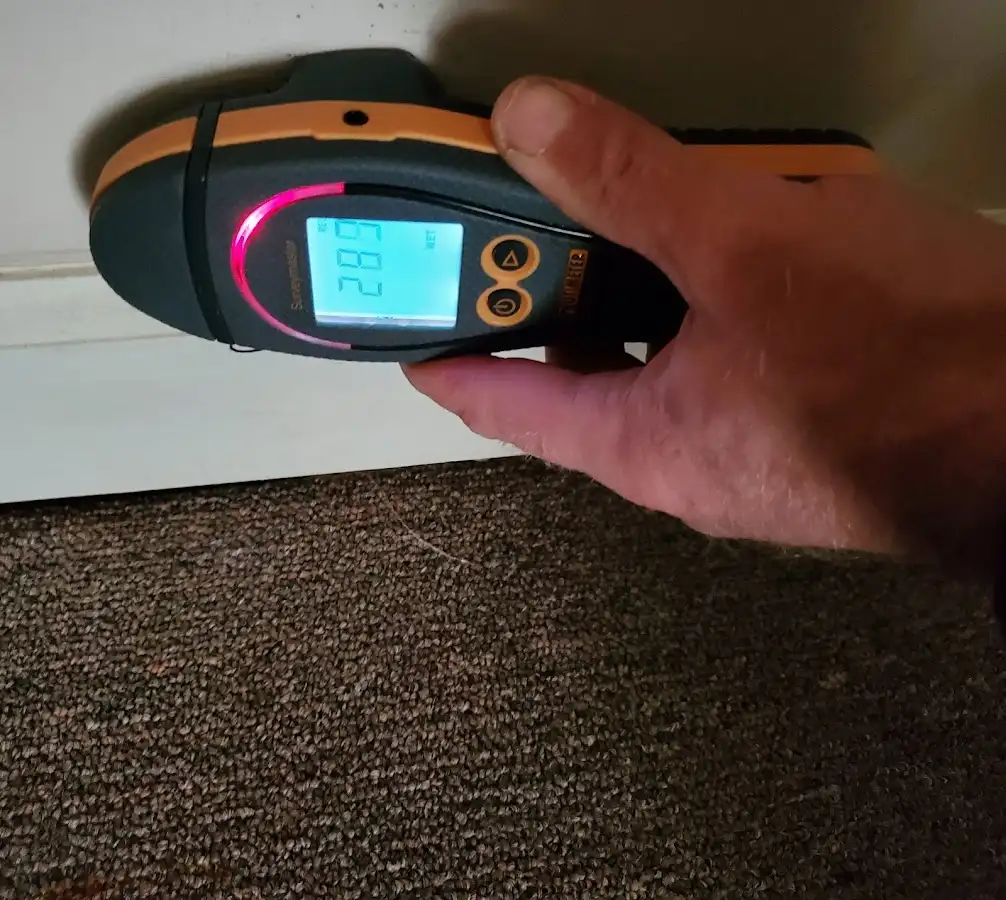 Moisture detection at baseboard during Mold Inspection & Testing in Waggaman